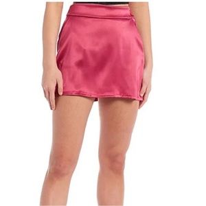 Pink Satin Mini Skirt